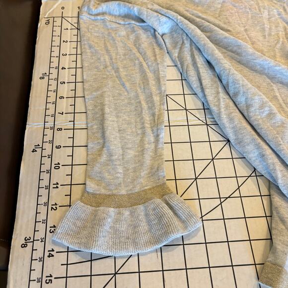 NWT Lilly Pulitzer Charla Sweater Heathered Seaside Grey Gold Metallic Ruffle S - Picture 11 of 14